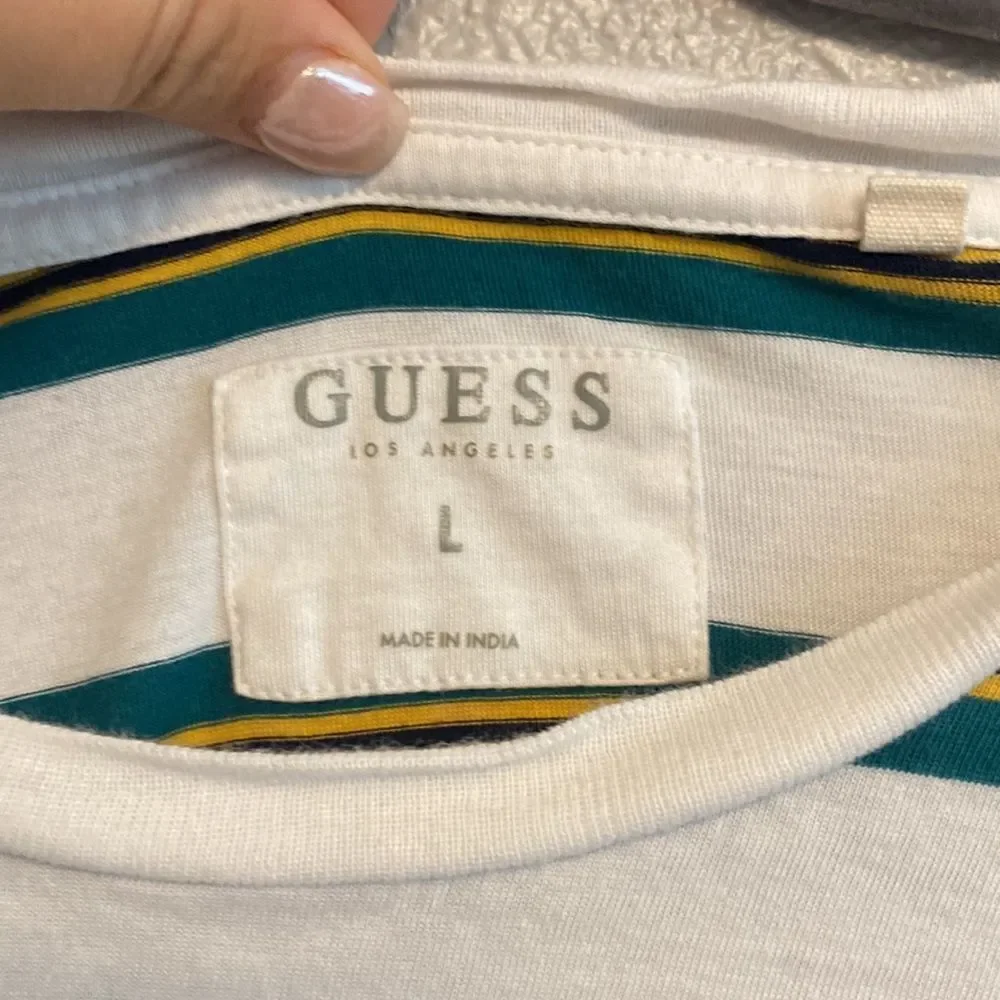 Guess- men’s striped tee- Size large - Picture 3 of 5